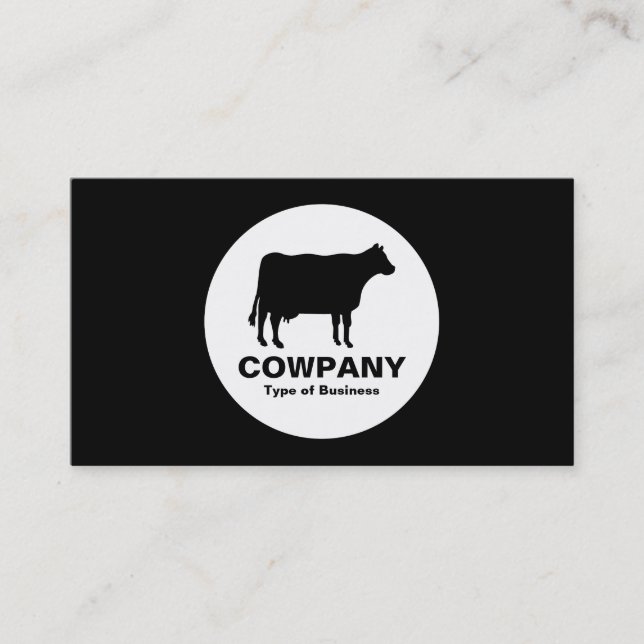 Tarjeta De Visita Círculo - Vaca - Negro (Anverso)