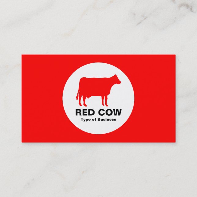 Tarjeta De Visita Círculo - Vaca - Rojo (Anverso)