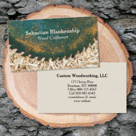 Tarjeta De Visita Círculo Verde Saw Sawdust Letrador de madera