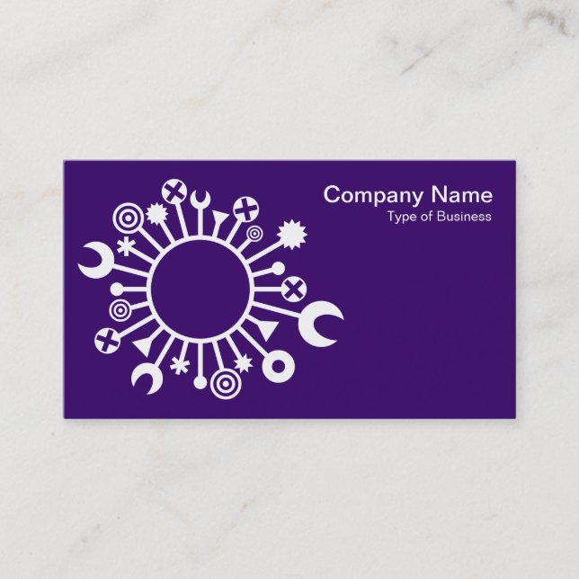 Tarjeta De Visita Círculo versátil - blanco sobre morado profundo (Anverso)