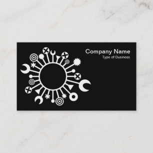 Tarjeta De Visita Círculo versátil - Blanco sobre negro
