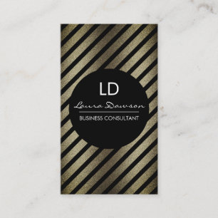 Tarjeta De Visita Círculo y tiras de monograma de glamour