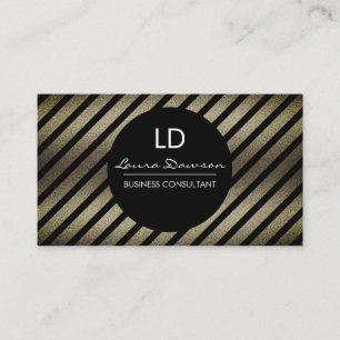 Tarjeta De Visita Círculo y tiras de monograma de glamour