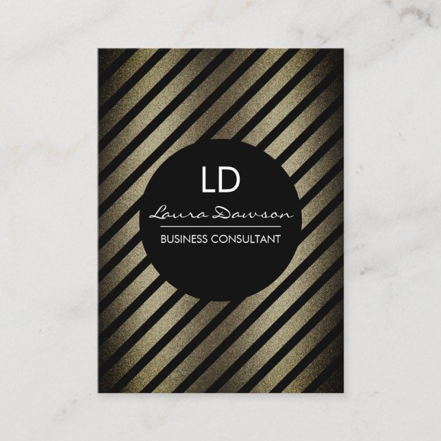 Tarjeta De Visita Círculo y tiras de monograma de glamour (Anverso)