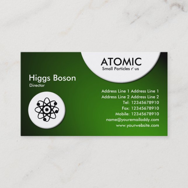 Tarjeta De Visita Círculos Atómicos - Iluminados - Verde (Anverso)