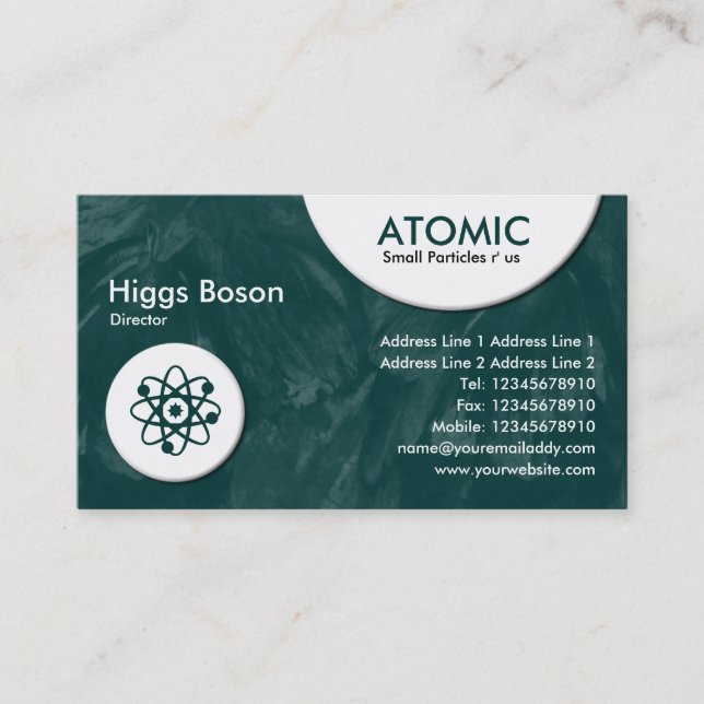 Tarjeta De Visita Círculos atómicos - Textura de cepillado verde osc (Anverso)