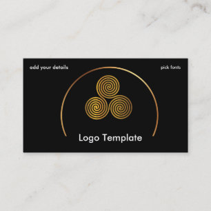 Tarjeta De Visita Círculos celtas con el logotipo Gold Simple