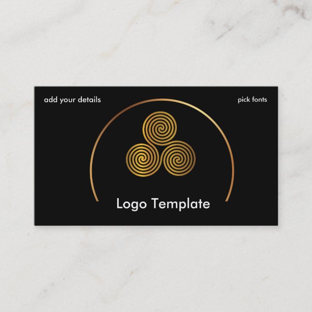 Tarjeta De Visita Círculos celtas con el logotipo Gold Simple (Anverso)