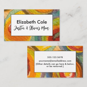 Tarjeta De Visita Círculos Coloridos de Acuarela Pintada Mamá 