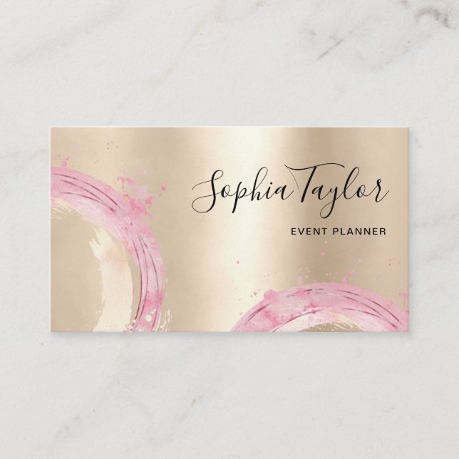 Tarjeta De Visita Círculos de acuarela moderna Relieve metalizado do (Anverso)