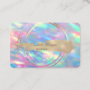 Tarjeta De Visita Círculos de Oro de Ópalo Iridescente Moderno Pince