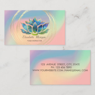 Tarjeta De Visita Círculos de oro elegantes loto pastel holográfico