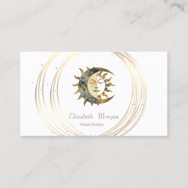 Tarjeta De Visita Círculos de oro luna profesional (Anverso)