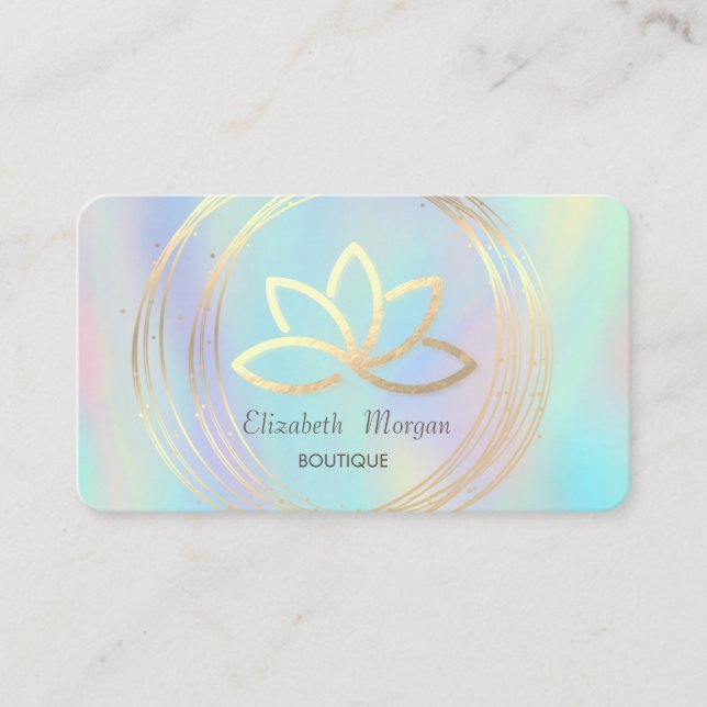 Tarjeta De Visita Círculos de oro profesionales Lotus Holographic (Anverso)