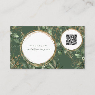 Tarjeta De Visita Círculos dorados Eucalyptus Elegante CÓDIGO QR LOG