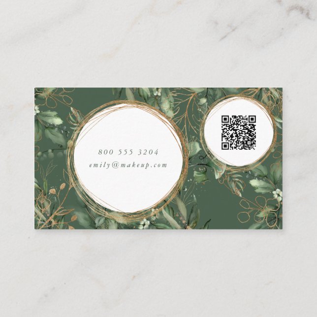 Tarjeta De Visita Círculos dorados Eucalyptus Elegante CÓDIGO QR LOG (Reverso)
