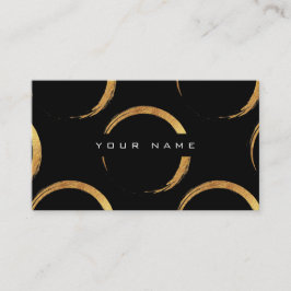 Tarjeta De Visita Círculos Geométricos Pintando Vip Negro Dorado