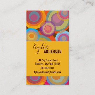 Tarjeta De Visita Círculos pop arcoiris coloridos retro diversión Gr