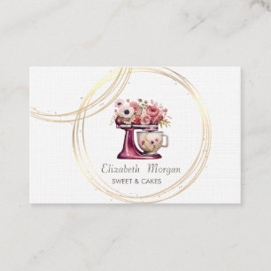 Tarjeta De Visita Círculos Profesionales Mezclador de Torta Floral R
