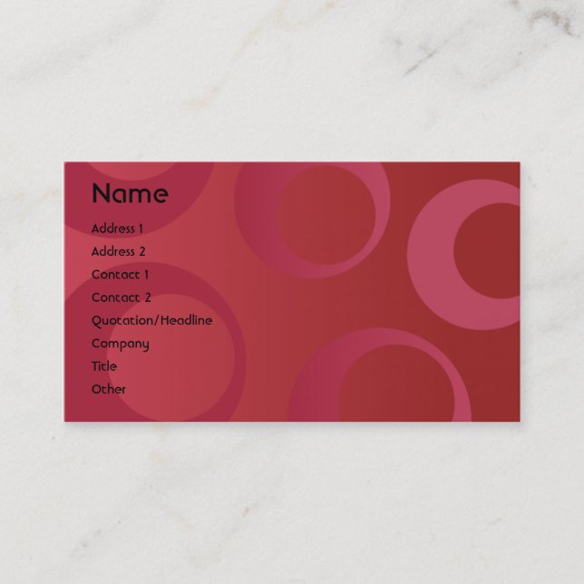 Tarjeta De Visita Círculos rojos - negocio (Anverso)