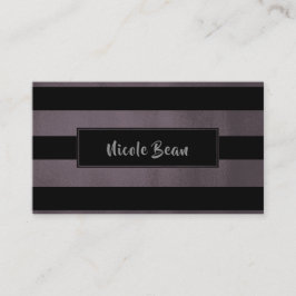 Tarjeta De Visita Ciruela Oscuro Malva y Rayas Negras Chic Glamour M