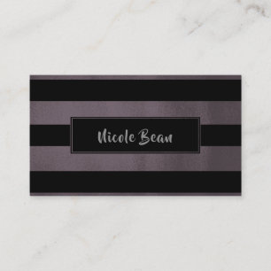 Tarjeta De Visita Ciruela Oscuro Malva y Rayas Negras Chic Glamour M