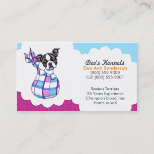 Tarjeta De Visita Ciruelo del azul del perrito de Boston Terrier del