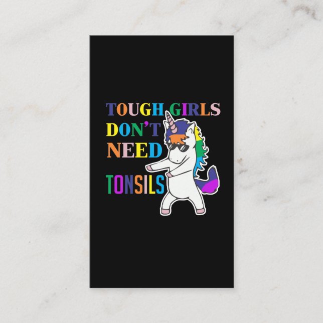 Tarjeta De Visita Cirugía de extracción de tónsil mate Chica unicorn (Anverso)