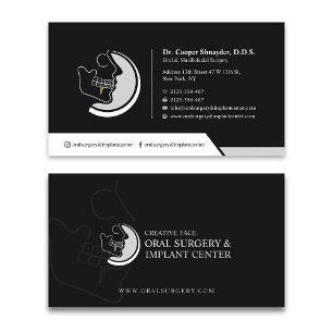 Tarjeta De Visita Cirugía oral, Centro de Implantes, Negro Maxillofa