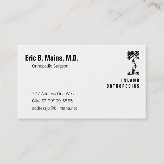 Tarjeta De Visita Cirujano ortopédico árbol croado (Anverso)