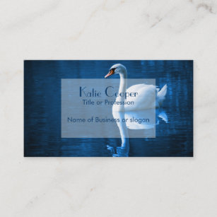Tarjeta De Visita cisne blanco Bonito flotando en un lago azul