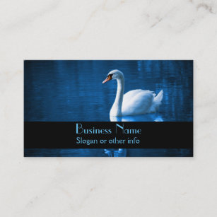 Tarjeta De Visita Cisne blanco bonito que flota en un lago azul