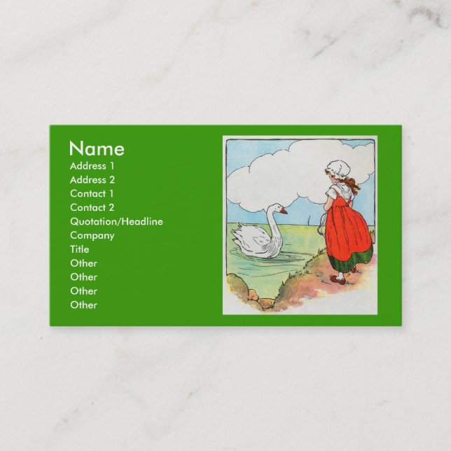Tarjeta De Visita Cisne, cisne, sobre el mar.  ¡Nadada, cisne, (Anverso)