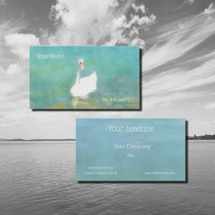 Tarjeta De Visita Cisne en el lago Balaton - acuarela