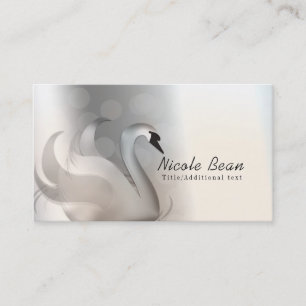 Tarjeta De Visita Cisne Hermoso Blanco & Plateado Elegante Chic Pers