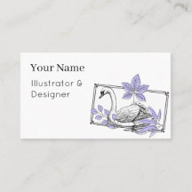 Cisne Majestuoso y Hojas de Lavanda - Ilustración