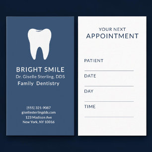 Tarjeta De Visita Cita Azul de Atención Dental Dentista Profesional