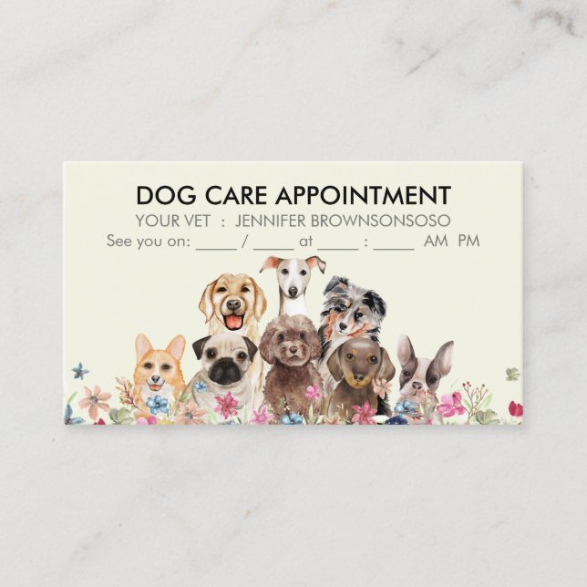 Tarjeta De Visita Cita Boho Chic de Perros Amarillos (Anverso)