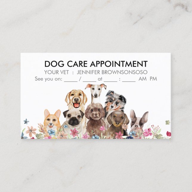 Tarjeta De Visita Cita Boho Chic para Perros (Anverso)