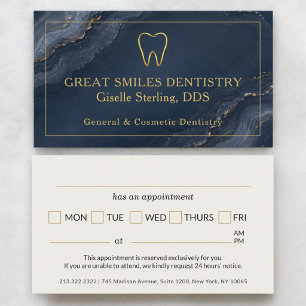 Tarjeta De Visita Cita con el dentista Agata Azul Marino Diente de O