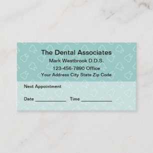 Tarjeta De Visita Cita con el dentista patrón de dientes moderno
