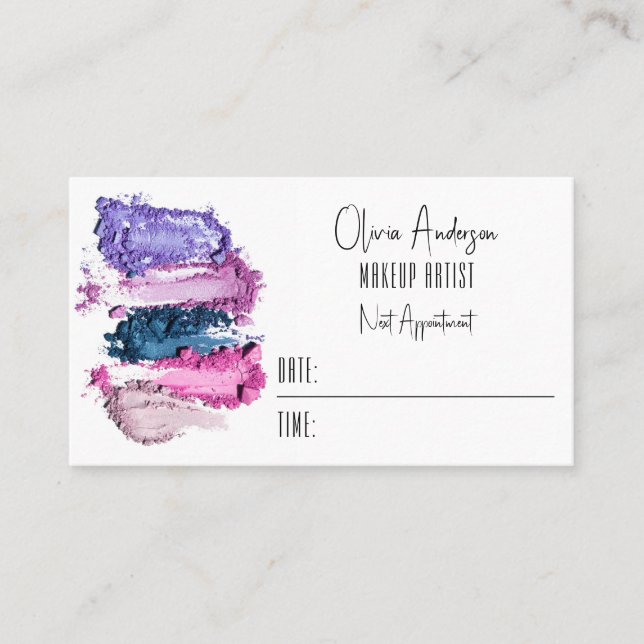 Tarjeta De Visita Cita de artista de maquillaje de belleza de código (Anverso)