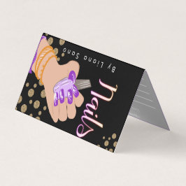 Tarjeta De Visita Cita de artista de uñas con guión Glow dibujado a 