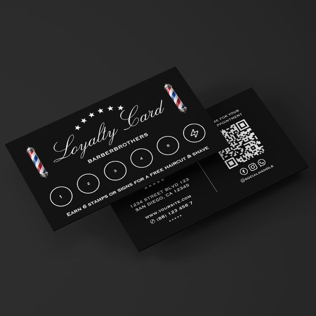 Tarjeta De Visita Cita de Barbershop del Polo Negro clásico (Barbershop Modern Classic Barber Pole Black Business Card
)