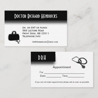 Tarjeta De Visita Cita de consulta médica al revés