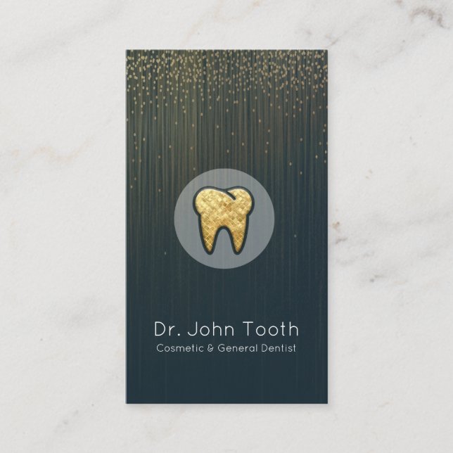 Tarjeta De Visita Cita de dentista dental moderna Oro Azul (Anverso)