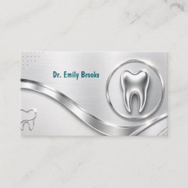 Tarjeta De Visita Cita De Dentista Empresarial De Metal Plateado Mod