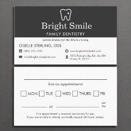 Tarjeta De Visita Cita de dentista Recordatorio Odontología