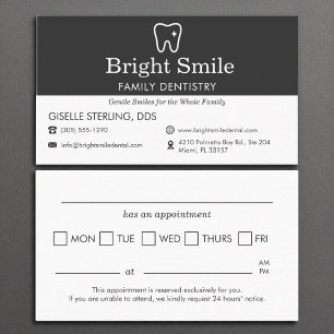 Tarjeta De Visita Cita de dentista Recordatorio Odontología
