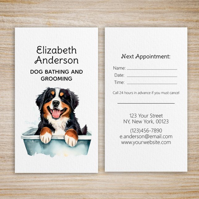 Tarjeta De Visita Cita de Dog Groomer Bernese Mountain (Subido por el creador)